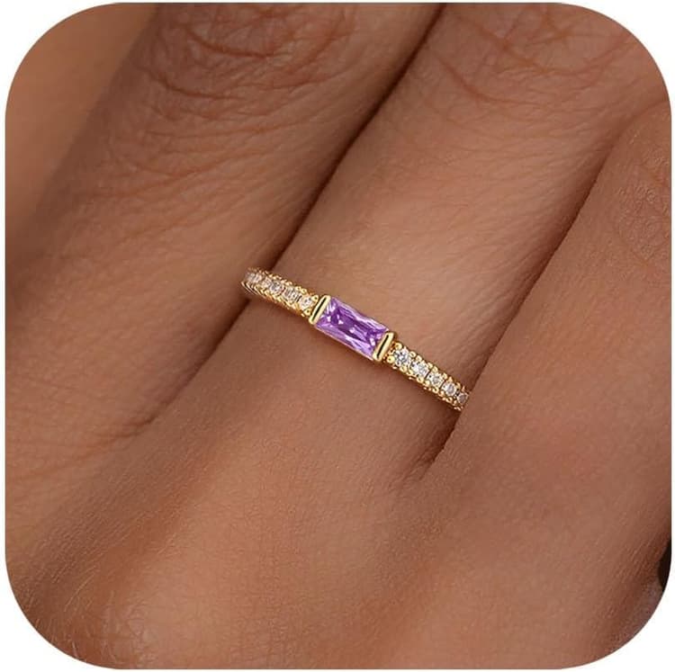 ZOERAY Bague Femme Or Pierre de Naissance Bagues Plaqué Or Carats 18 con Zirconia Bague Pouce Phalange con Citrine Améthyste Alliance Bague Turquoise Fine de Fiançailles Mariage Cadeau Anniversaire