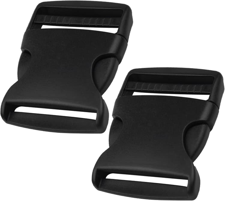 2 Pièces Sangle 50mm, Attache Cartable, Boucle Plastique, Boucle à Double Ouverture Latérale, Fermoirs de Sac à Dos pour Accessoires, Vêtements, Couture, Sangles de Sacs - Noir