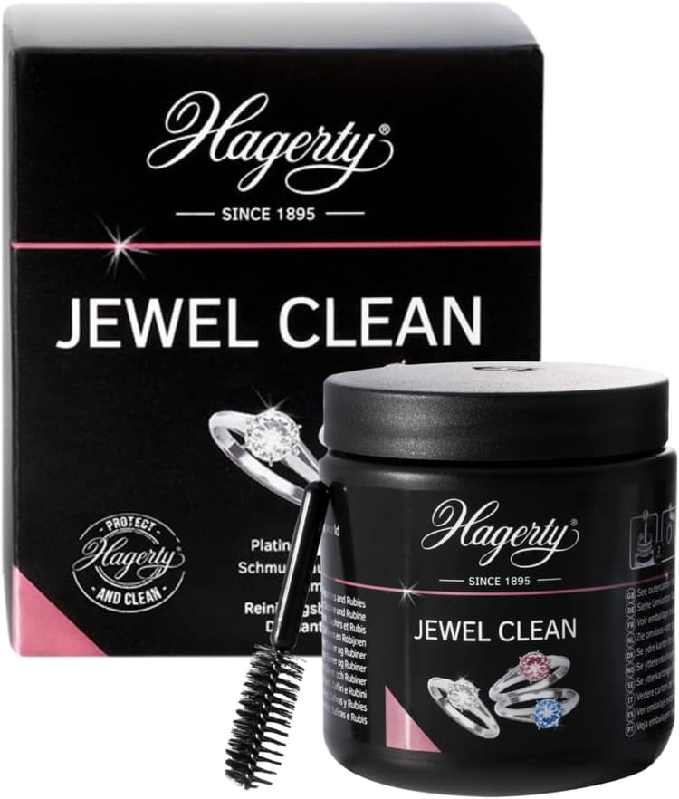 Hagerty Jewel Clean Bain nettoyant pour bijoux I 170 ml I Nettoie efficacement l’or, le platine, les pierres précieuses - diamant saphir rubis I Pour un éclat renouvelé I Panier et brosse inclus
