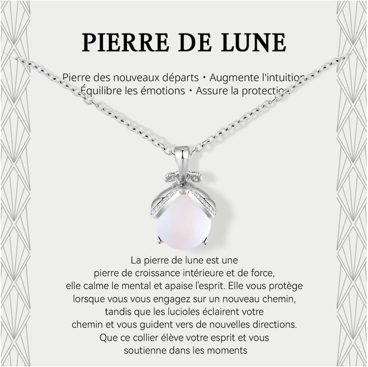 Cadeau pour Femme Collier Pierres de Lune Femme Idee Original Cadeau Ado Fille Cadeaux Noel Femme Cadeau Anniversaire Collier pour Fille Maman Sœur Amie