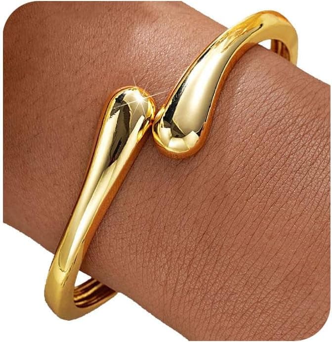 Gold Bangle Bracelets for Women Teens Trendy Chunky Adjustable Twist Cuff Bracelet Jewelry Gifts