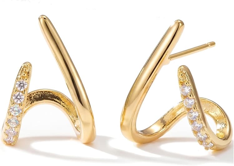 Gold Earrings for Women Trendy 14K Gold Plated Stud Earrings Dainty Minimalis Hypoallergenic CZ Earrings Jewelry Gifts for Her