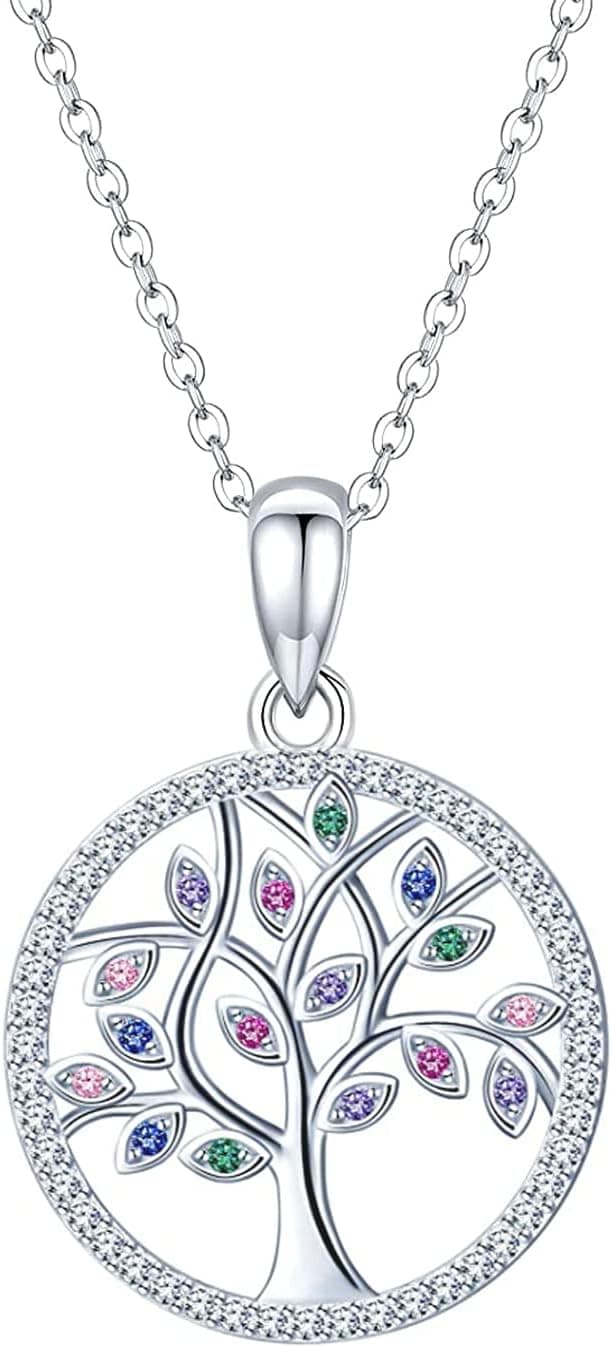 Collier Arbre de Vie en Argent Sterling 925 - Pendentif Avec Chaîne - Cadeau Pour Femme, Maman, Elle, Fille, Amie