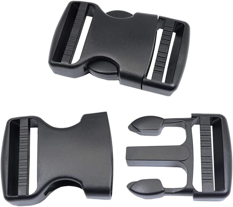 Boucles en Plastique avec Boucle à Clip 15mm,20mm,25mm,32mm,38mm,50mm, à Déclenchement Rapide, Noir