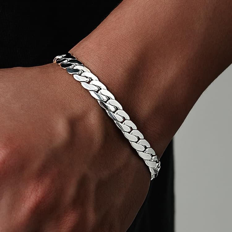 Chaîne à maillons cubains, bracelet en argent sterling 925, bracelets à maillons en diamant Hip Hop pour homme et femme