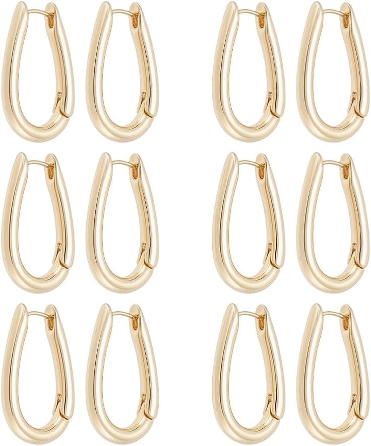UNICRAFTALE 12Pcs Boucles d'Oreilles Huggie Hoop 29.5mm Longueur Forme Goutte Sans Fin Set De 12 Boucles d'Oreilles Miniatures Confortables Pour Femme