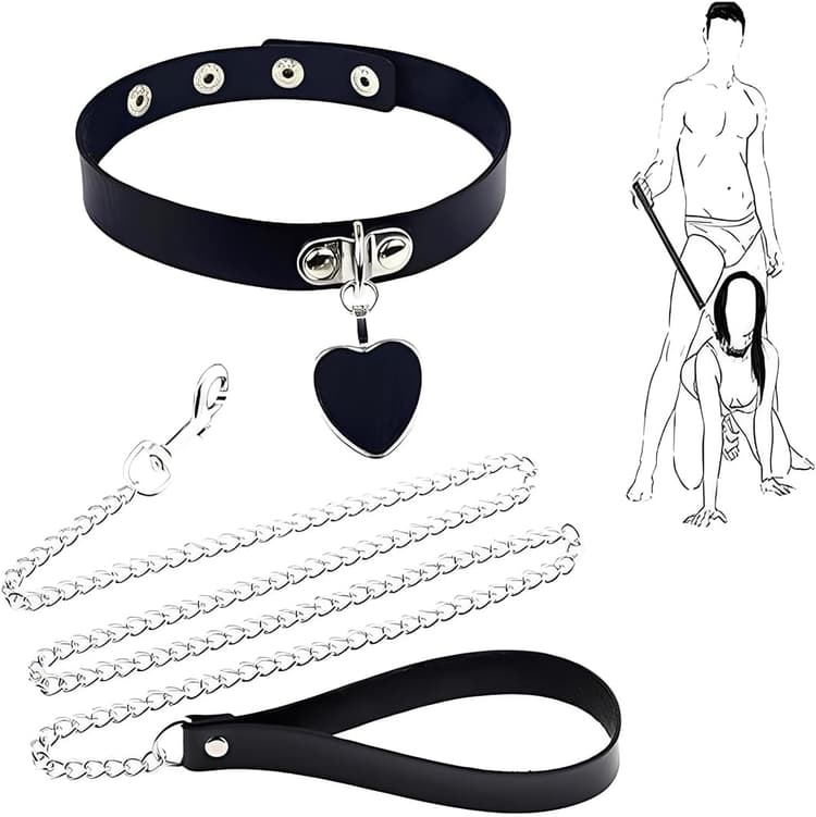 Punk Choker Ajustable Collier Ras Du Cou en Cuir PU Noir avec Chaîne Collier Ras Du Cou avec Anneau en O pour Homme Femmes Collier Ras Du Cou Gothique pour Halloween Cosplay Saint-Valentin