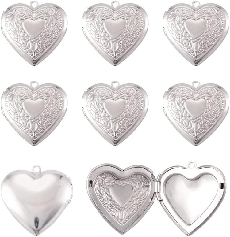 Beadthoven 10pcs Locket Pendants Photo Frame Charms for Necklaces DIY Jewelry Making Personalized Accessories Decoration Supplies