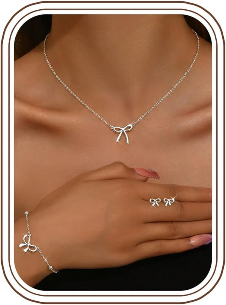 KRFY Parure Bijoux Femme Bijoux Acier Inoxydable Femme Or Argent Boucle d'oreille Bracelet Collier Perle Zircon Cubique Créoles Boucles d'oreilles Pendentif Collier Femmes Bracelets Bijou Pour Femmes