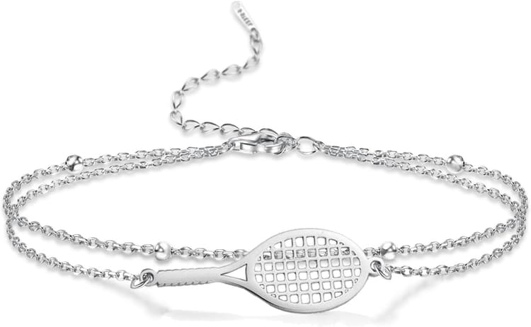 VASSAGO Raquette de tennis Bracelet pour femmes hommes délicat réglable Tennis raquette charme superposition Sport bracelet Bracelet amoureux bijoux Tennis cadeaux