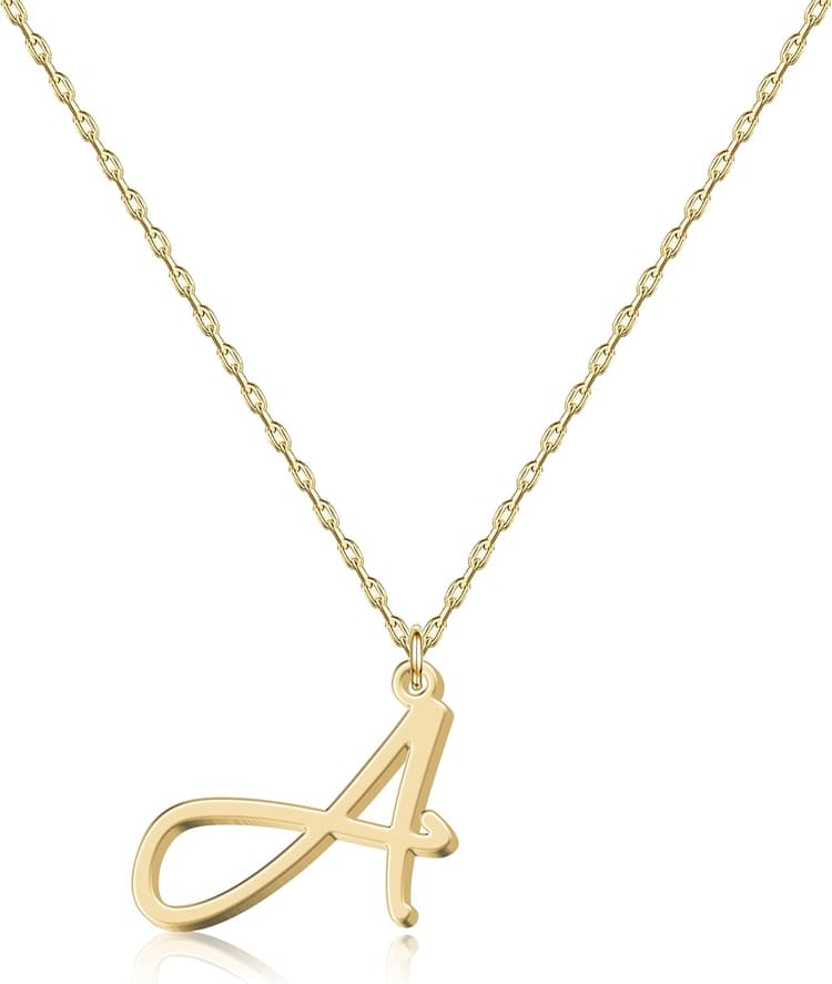 Collier Pendentif lettre initiale Personnalisée pour Femmes, Plaqué Or 18K - Longueur Ajustable, Élégant et Résistant à la Décoloration, Cadeau Parfait pour Anniversaire, Noël - Collection Alphabet