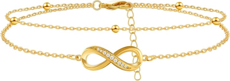Mesovor Bracelets à Maillons cœur Infini en Or pour Femmes et Filles, Bracelets à Réglables à Breloques Plaquées Or 18 Carats, Cadeaux pour Maman, Amies, Petite Amie