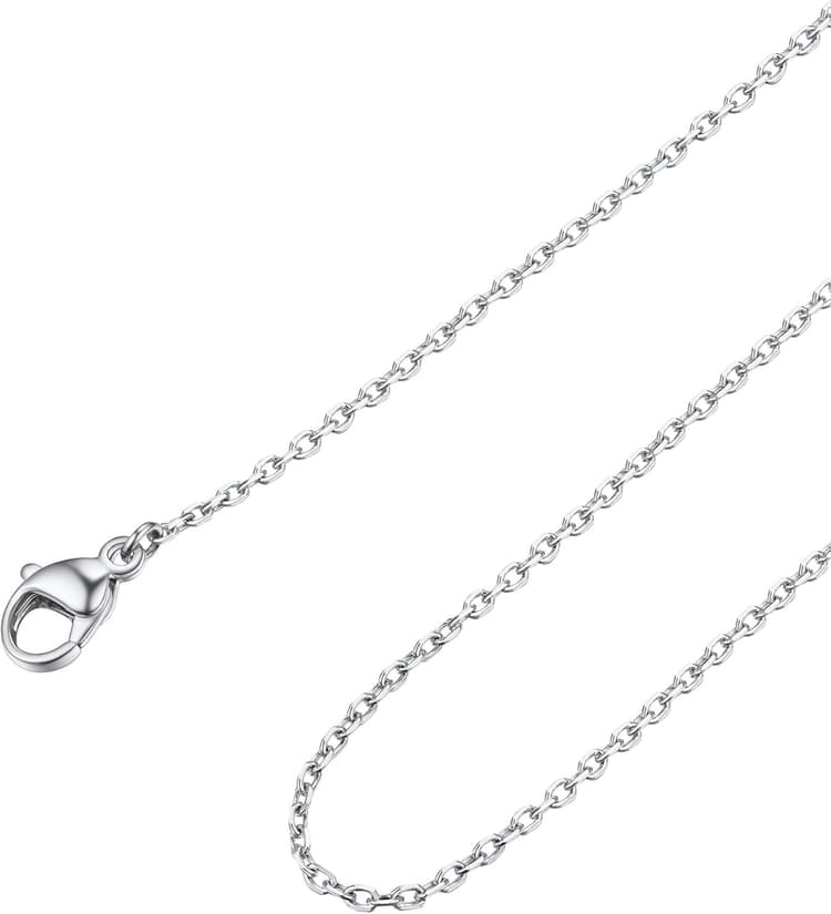 FOCALOOK Chaîne Collier Argent/Plaqué Or Femme Fine 1,4mm en Acier Inoxydable, Chaine Maille Forçat Rolo pour Pendentif Noir/Or Rose Longueur 40 à 60cm+5cm Bijou Cadeau avec Boîte