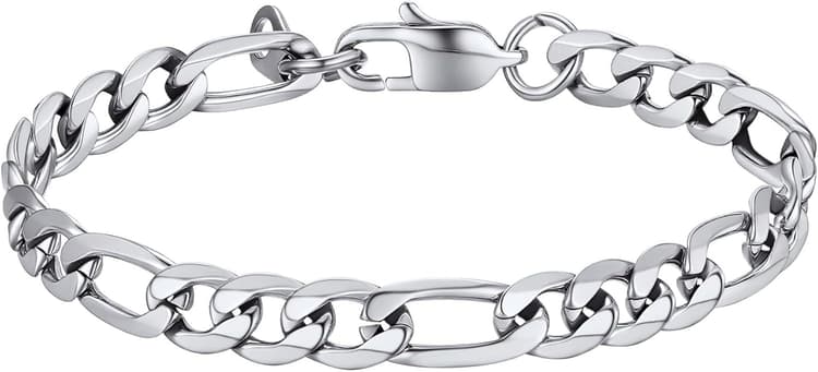 PROSTEEL Gourmette Homme Chaîne Bracelet Figaro 6mm/9mm/13mm en Acier Inoxydable/Plaqué Or/Noir, 19cm/21cm/23cm de Long