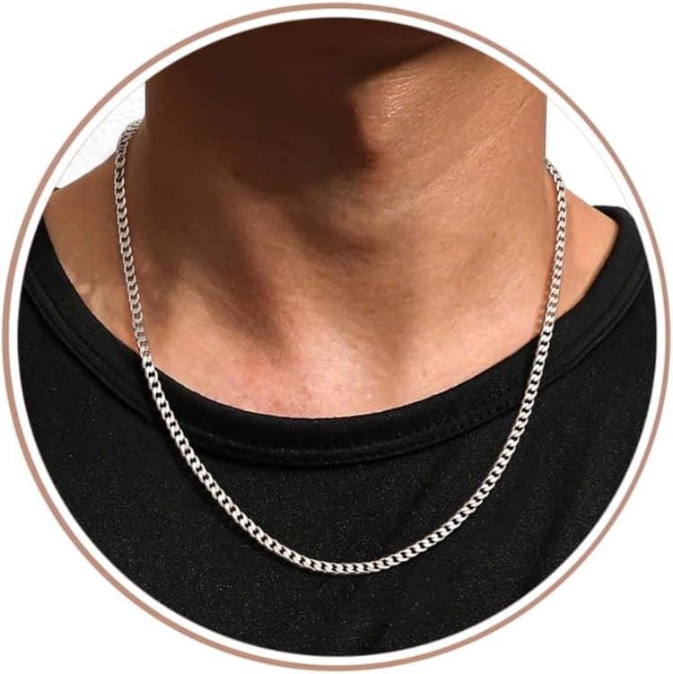 YADOCA Collier Homme Argent, Chaine Homme Argent 925 3mm/5mm Chaîne de Collier pour Hommes Chaîne en Argent Hypoallergénique Bijoux pour Hommes Garçon
