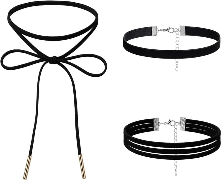 3 pièces ras-de-cou femme, tour de cou en velours noir, lot de colliers, bijou classique réglable, doux, confortable, élégant, idéal fête, Halloween, anniversaire, cosplay