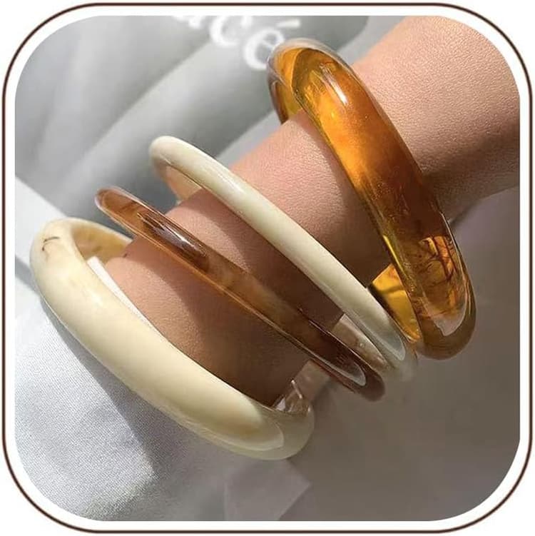 Bracelet Résine Femme, Bracelet en Résine Acrylique Empilable Manchette en Acrylique Bracelets Coloré en Résin Bracelets Cadeau pour Femme Fille