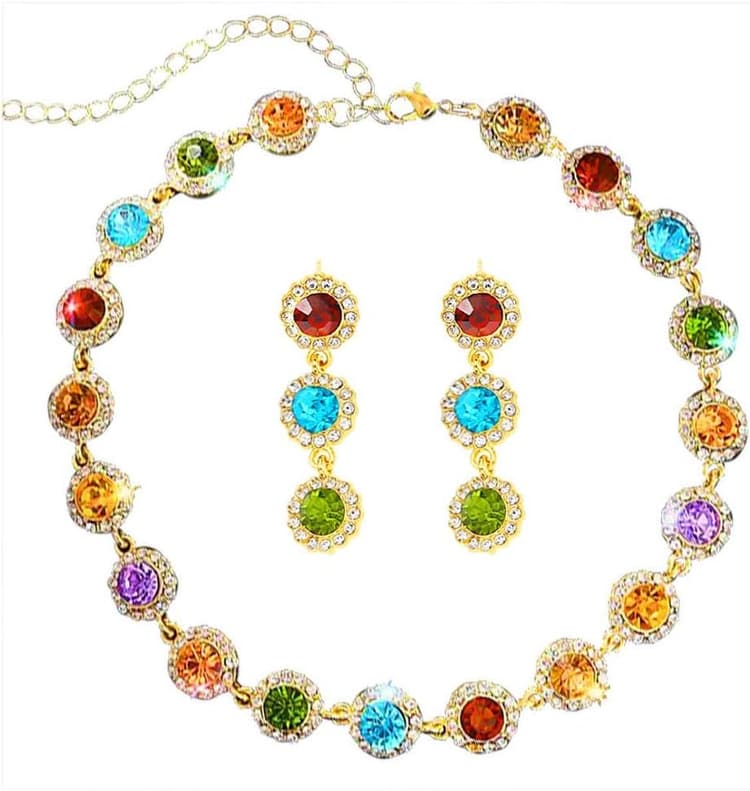 ACEDRE Colorful Crystal Choker Necklace Sparkly Rhinestone Chokers Necklaces Gold Chain Party Prom Neck Jewelry for Women