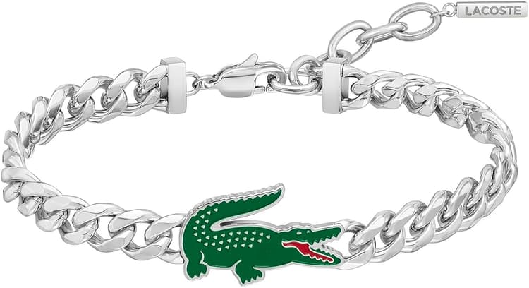 Lacoste Bracelet Chaîne Homme en Acier Inoxydable – Finition Argent ou Doré – Collection ARTHOR