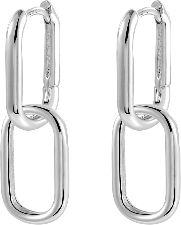 ALEXCRAFT Boucle Oreille Femme Argent 925 Creole Plaqué Or 14K Géométrique