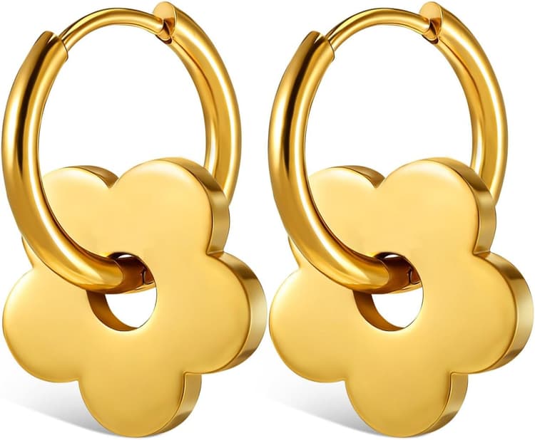1Paire Boucles Oreilles Fleuries pour Créoles Vintage à Fleurs Élégants pour Toutes Occasions