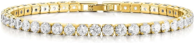 Bracelet Femme 18k Plaqué Or Zircone Strass Bracelet Classique Tennis Bracelet pour Femmes Filles Cadeaux