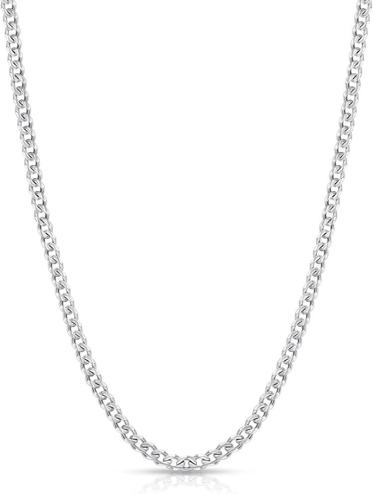 Fiusem 3.5mm Cuban Link Chains for Men, Silver Tone/Black/14K Gold Plated Stainless Steel Necklace Chain, Mens Necklace 16, 18, 20, 22, 24, 26, 28 Inch