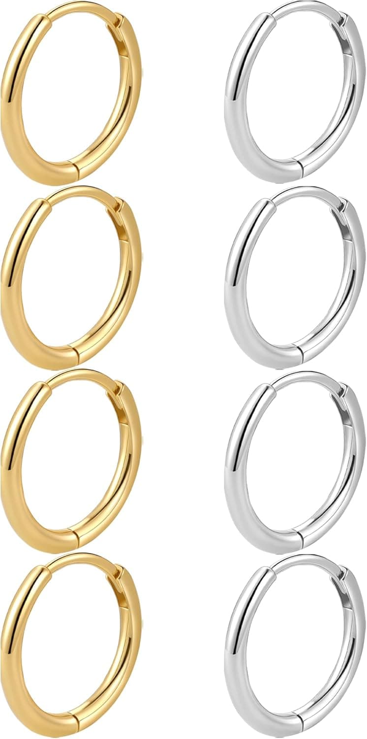 3-7 Paires Boucles d'oreilles Créoles Pour Femme, Creoles Or Argent Femme Homme, Hypoallergénique Boucles d'oreilles Mini Creole Acier Inoxydable