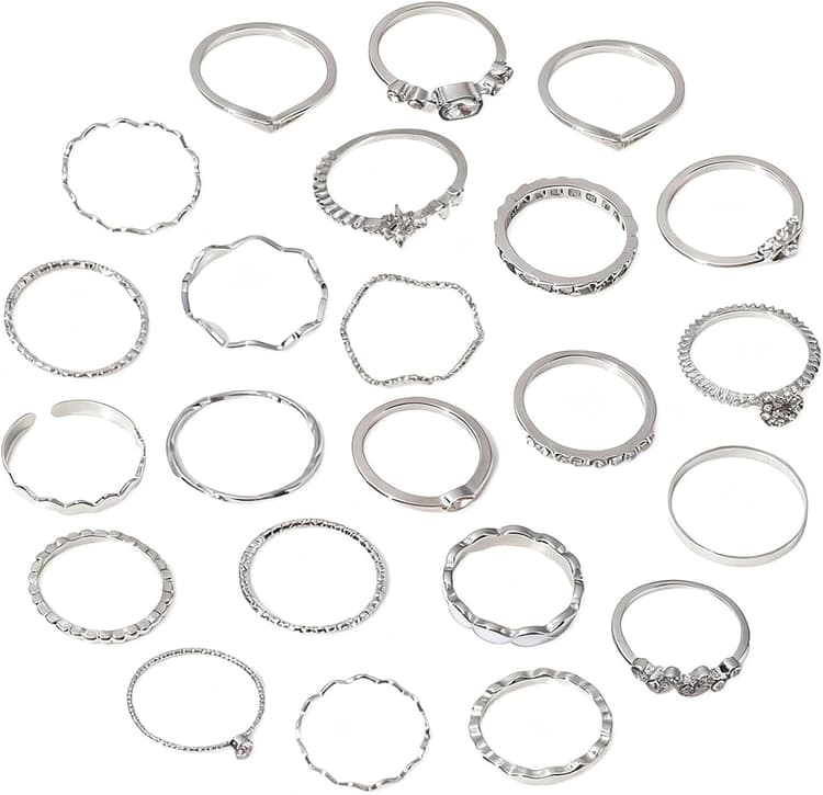 23 pcs Bague Femme, Empilables Bague Phalange Ensemble Minimaliste Bagues Pouce Boho Lot Bagues Fantaisie pour Femmes Filles
