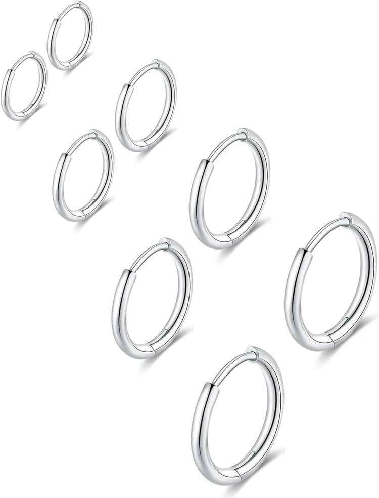 316L Surgical Stainless Steel Huggie Hoop Earrings 6mm 8mm 10mm 11mm 12mm 14mm Hypoallergenic Earrings Hoop Cartilage Helix Lobes Hinged Sleeper Earrings For Men Women