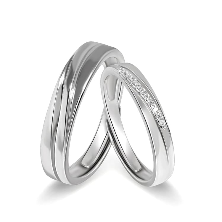 Meissa Bagues de couple entrelacées pour hommes et femmes Bagues de mariage en argent 925 Taille ajustable Bague d'anniversaire Bague de promesse (Jeu de deux anneaux)