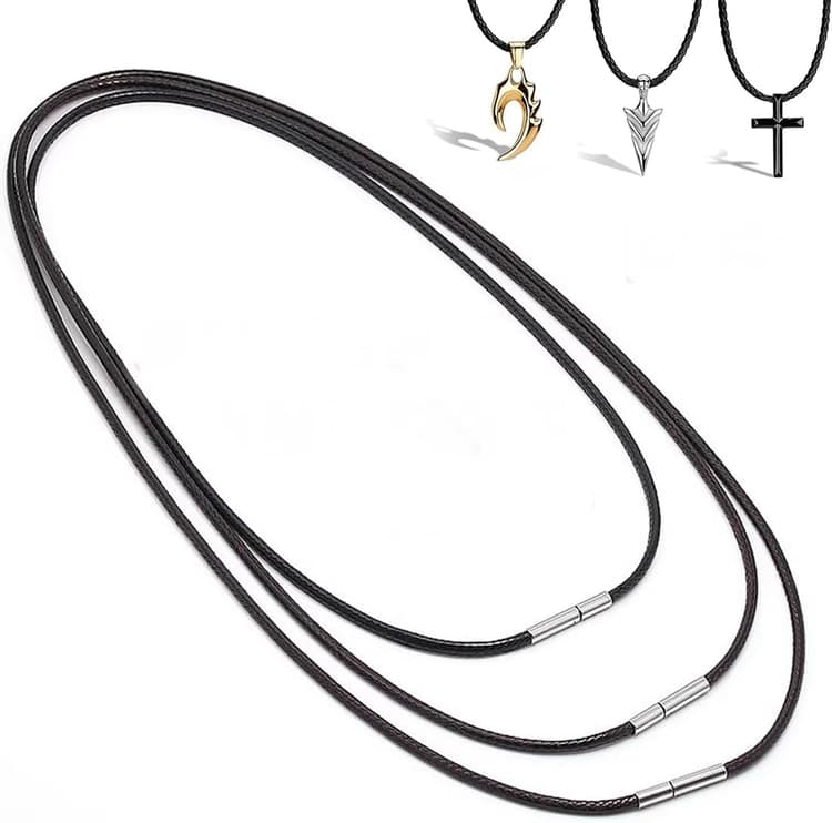 Collier Cuir Noir 3mm Bijoux Tour de Cou Homme Femme Enfant - 45/50/55cm