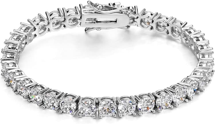 Michooyel Bracelet de tennis en diamant glacé avec zircone cubique 5A pour homme et femme 3 mm, 4 mm, 5 mm, 6 mm, 18,20,23 cm