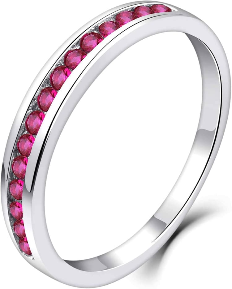 YL Bague d'éternité pour femme en argent 925 coupe 12 pierres de naissance 5A bague de fiançailles anniversaire en zircone cubique