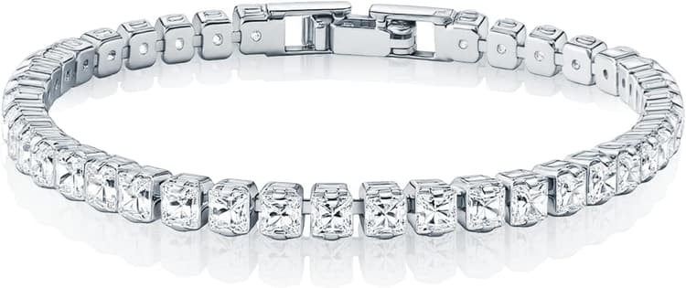 18K White/Yellow Gold Plated 3mm Cubic Zirconia Classic Tennis Bracelet | Size 6.5 Inch | Gold Bracelets for Women |Romantic Valentines Day Gifts for Her