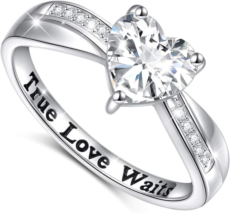DAOCHONG S925 Sterling Silver True Love Waits Infinity Criss Cross Heart Engagement Wedding Ring for Women Girlfriend Wife