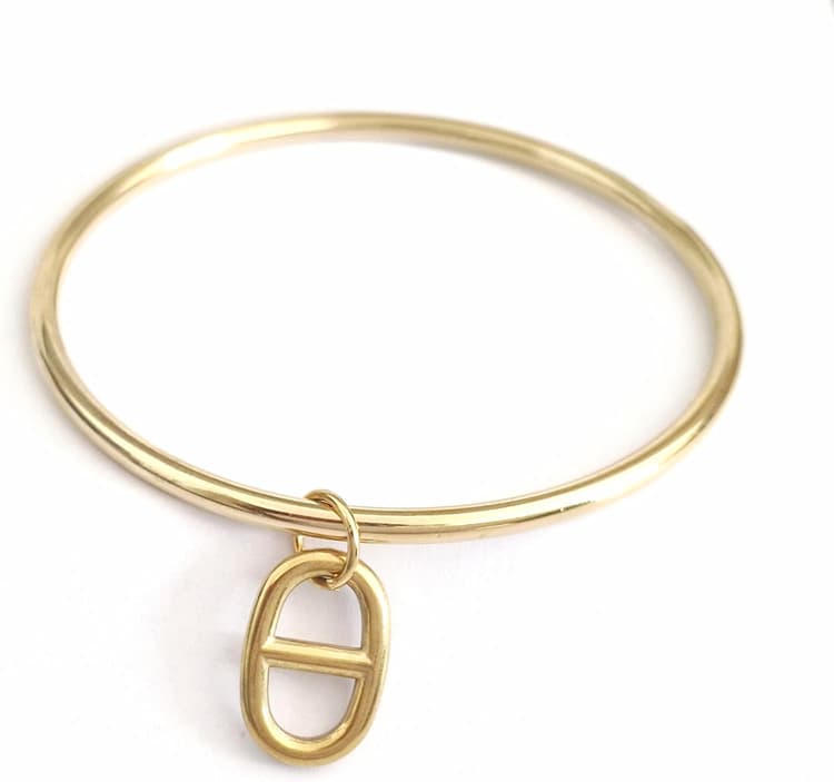 Générique Jonc or maille marine 6.8cm, bracelet femme Acier Inoxydable Plaqué Or, idee cadeau femme anniversaire,
