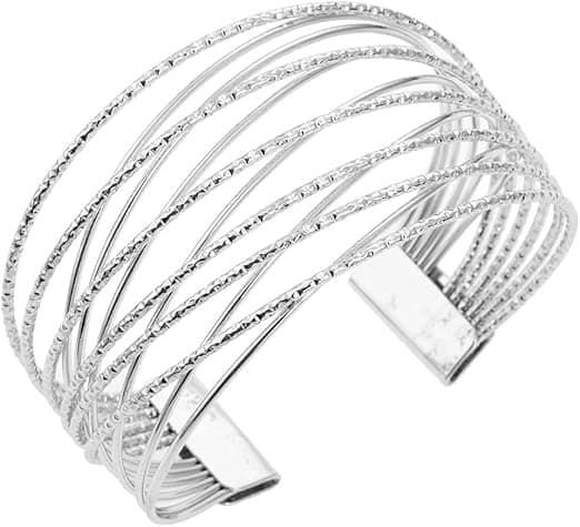 Bracelet Femme Manchette Ouvert Réglable Punk Bracelet Tressé Manchette Croix Ligne Enveloppée Bracelet de Mariée Mariage Bracelets Plaqué or Ajouré Mode Bijoux pour Filles