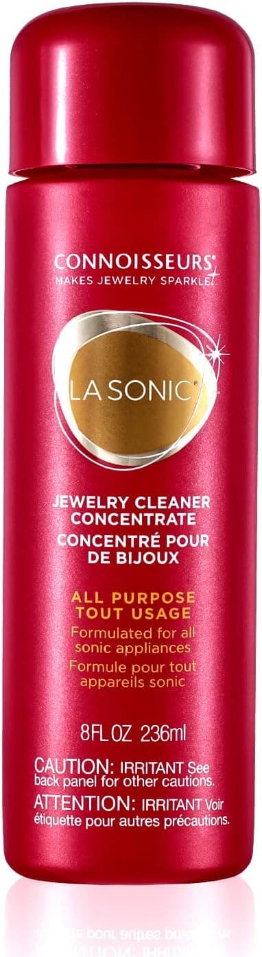 CONNOISSEURS Ultrasonic Cleaner Nettoyeur Bijoux Ultrason | Solution Concentrée Nettoyante | Liquide de Nettoyage pour Machines à Ultrasons | Nettoie Or Argent Diamants Pierres Précieuses - 236 ml