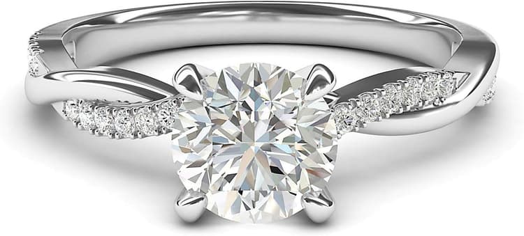 Sterling Silver 4-Prong Petite Twisted Vine Simulated 1.0 CT Diamond Or Moissanite Engagement Ring Promise Bridal Ring
