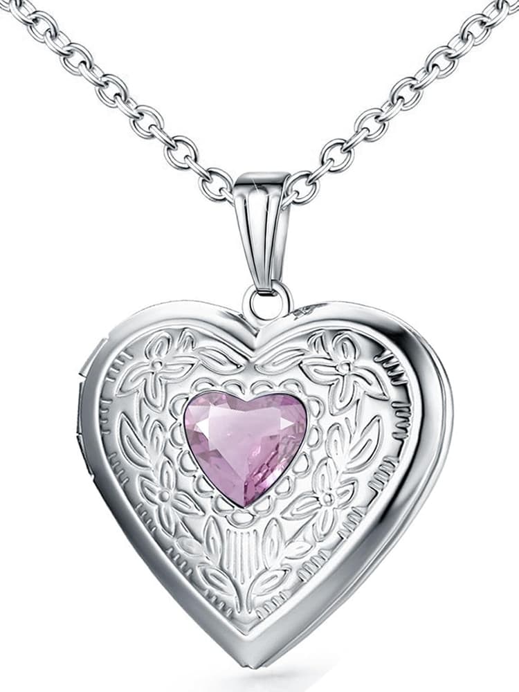 Locket Necklace That Holds Pictures Birthstone Lockets for Women Photo Locket
