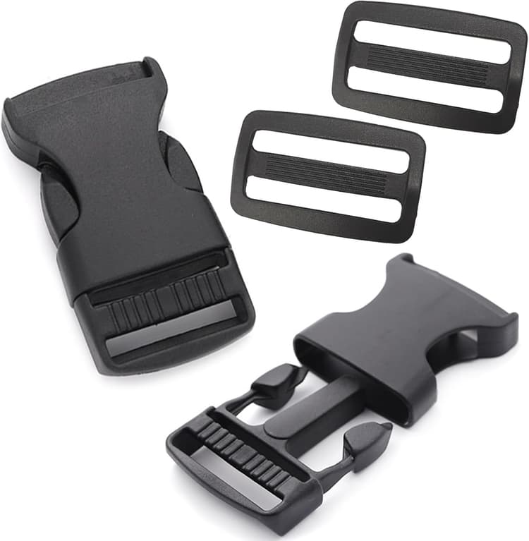 2 Pièces 2.5 * 5cm Boucle Plastique,boucle sac à dos,Boucles en Plastique Avec Boucle à Clip,Boucle à Double Ouverture Latérale,side release buckle,pour les bagages, sacs à dos, sangles