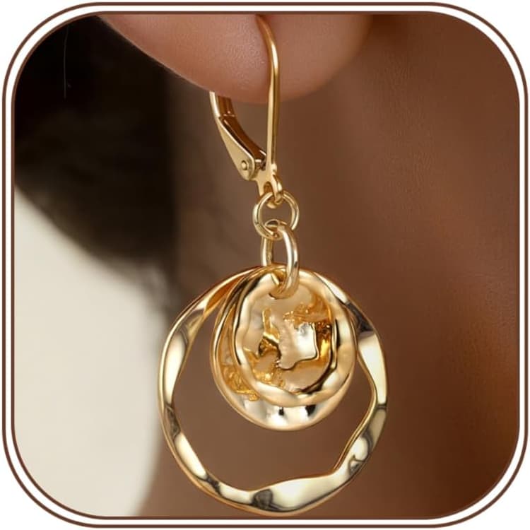 CASSIECA Argent 925 Boucles d'Oreilles Femme Pendantes Boucles d'Oreilles Or Argent Hypoallergenique Levier Boucles d'Oreilles Creoles Rondes Cadeau Anniversaire