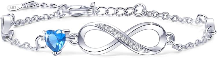Cadeau Saint Valentin Bracelet Femme Argent 925, Bracelet Infini Coeur Bijoux Femme avec Zircone Réglable Cadeau pour Maman Épouse Fille Amie