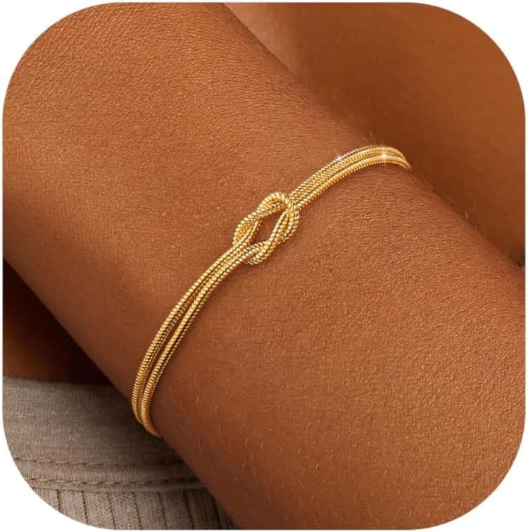 Bracelet Femme Argent Or Plaqué Or 14k Réglable Empilable Chaîne Bracelets Coeur Perle Love Scintillante Lot Bracelets Personnalisé Fantaisie Anniversaire Pour Femmes File Bijoux 16cm+5cm