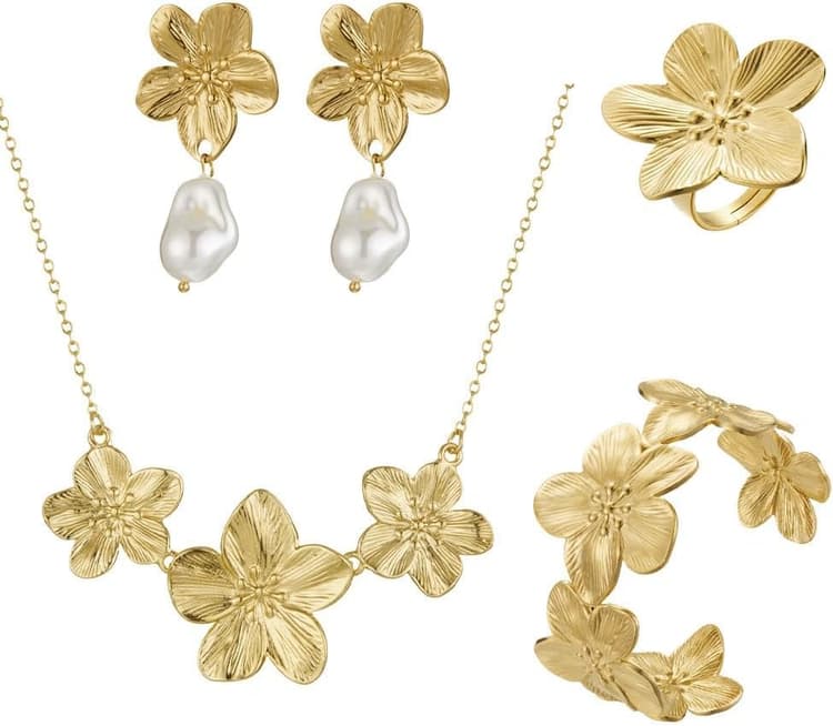 Parure Bijoux Femme Ensemble Collier Bracelet Boucles Bague Oreilles Coffret Bijoux Mode Fantaisie Accessoires Strass Cristal Soirée Mariage Cadeau Anniversaire