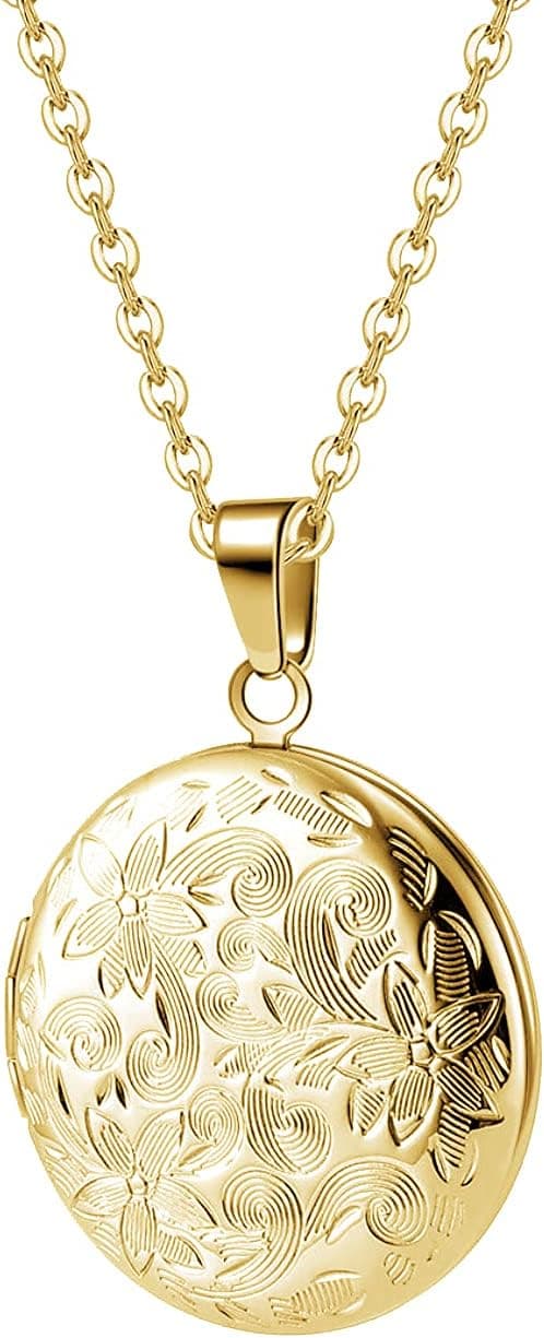 TOFBS Collier Photo Rond Femme Homme Médaillon Pendentif Médaille Gravure Personnalisée Acier Inoxydable Porte Photo Chaîne Bijoux Fille Cadeau Parfait
