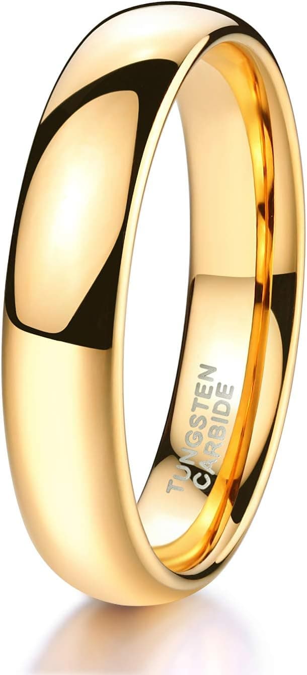 TRUMIUM 2mm 4mm 6mm 8mm Tungsten Wedding Band Ring for Men Women Silver/Rose Gold Plated/Rainbow/Gold Plated Domed High Polish Engagement Promise Rings Comfort Fit 4-15