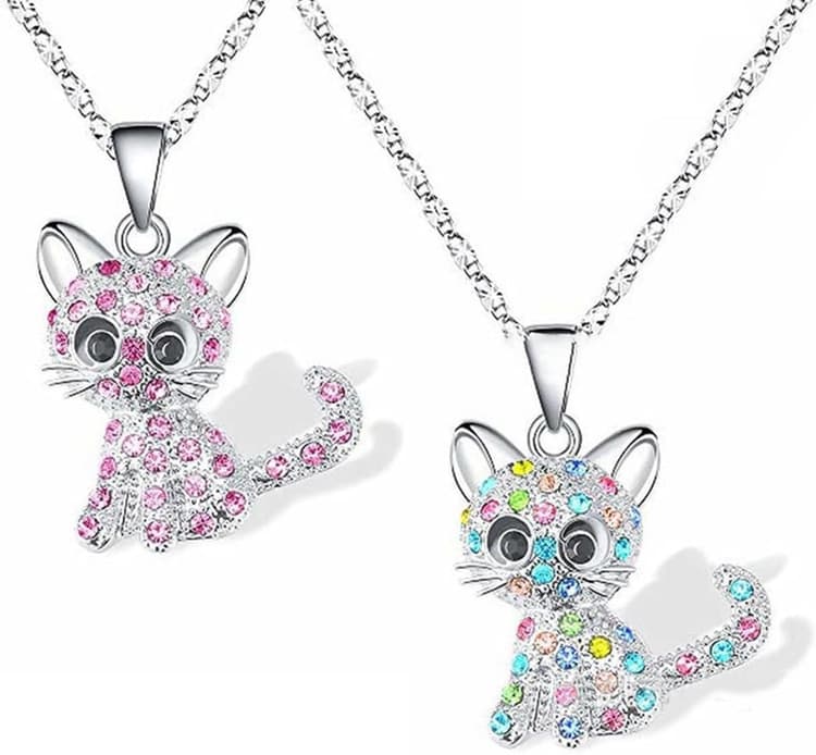 Colliers pour fille Colliers 2 pièces, pendentifs de chat, cadeaux de Noël et anniversaire