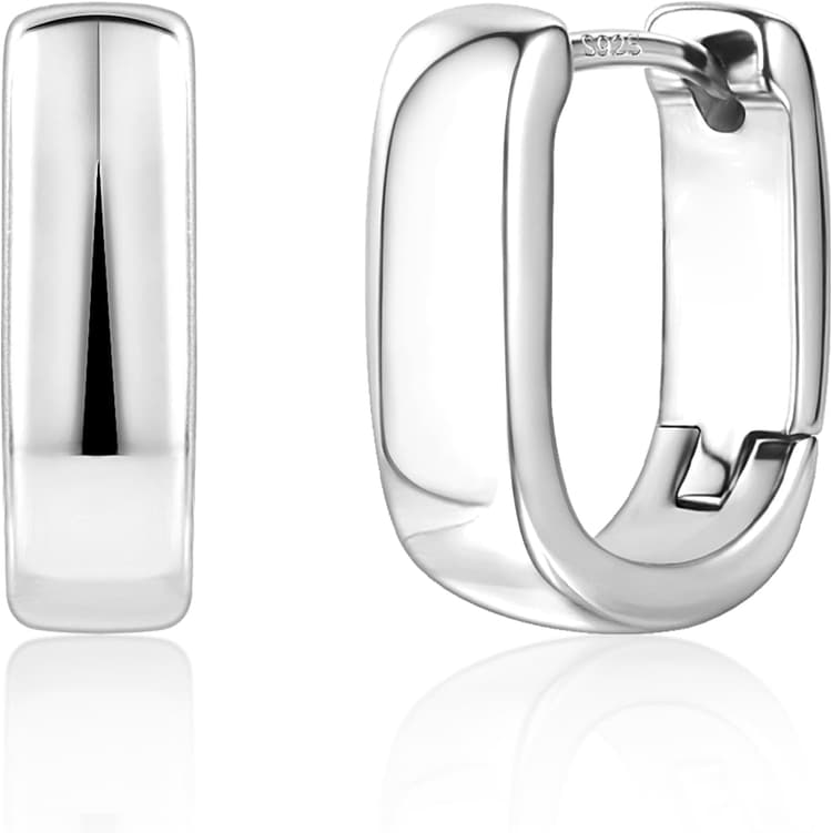 ALEXCRAFT boucles d'oreilles en argent 925 femmes, petites boucles d'oreilles créoles hypoallergéniques mini boucles d'oreilles épaisses petites boucles d'oreilles Huggie petites larges créoles